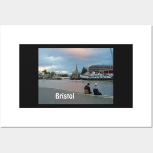 Two guys at Bristol Harbour England UK Posters and Art